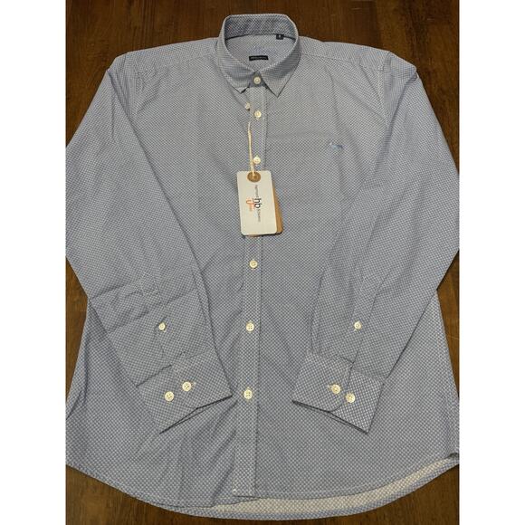 NWT HARMONT & BLAINE Breve Chemise Imprimee Light Blue REGULAR Fit Sz Small - Picture 2 of 2